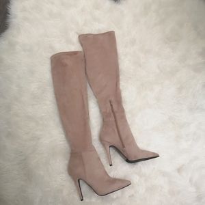 Dusty Mauve faux suede knee high boots